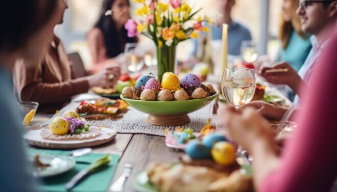 Family enjoying an Easter lunch